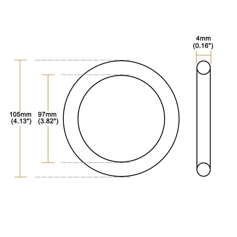 uxcell Nitrile Rubber O-Rings 105mm OD 97mm ID 4mm Width, Metric Sealing Gasket for Automotive Machine Plumbing, Pack of 5 97mmx105mmx4mm