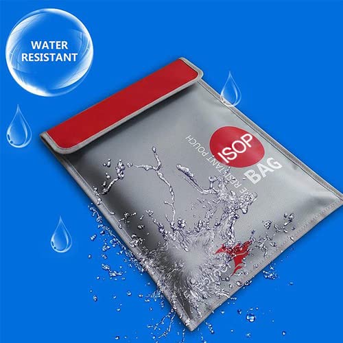 Fireproof Document Pouch 15" x 11" Money Safe - Fireproof Document Bag - Silicone Coated Fire Resistant Bag - Safe Storage for Money or Documents - Waterproof Safe for Documents