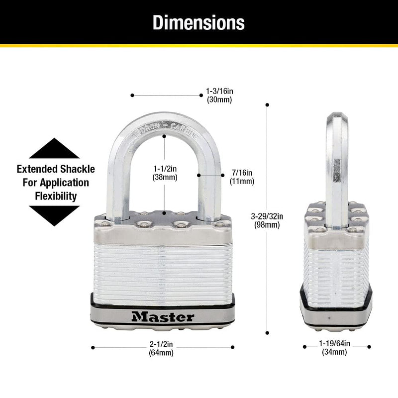 Master Lock M15XTLF Magnum Heavy Duty Outdoor Padlock with Key, 2 Pack Keyed-Alike 2 Pack, Keyed-Alike