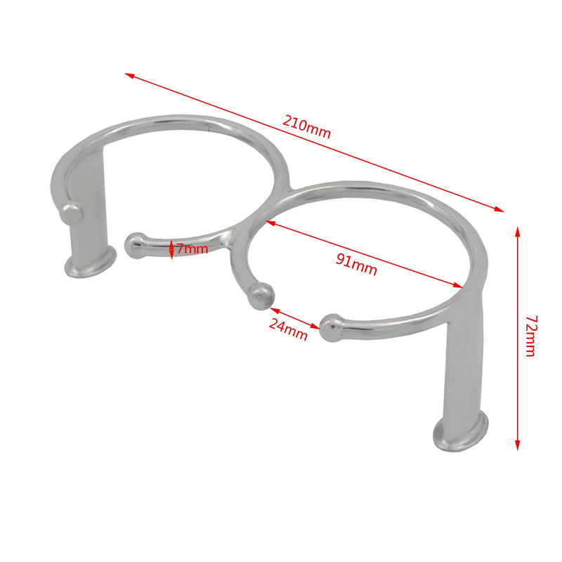 Stainless Steel Double Ring Drink Holder Open Design Cup Holder with Screws for Marine Yacht Truck RV