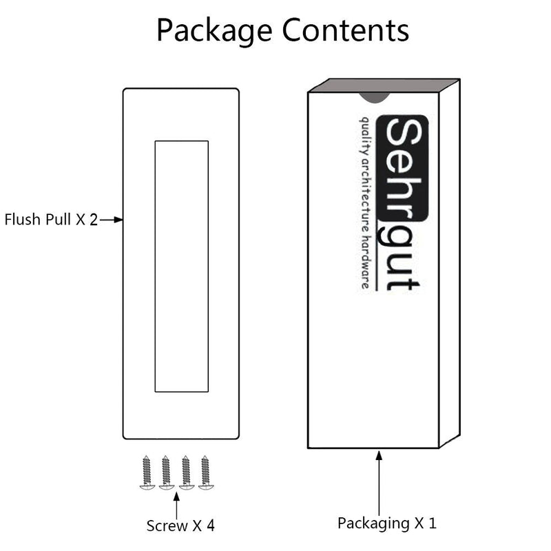 Flush Pull 2 Pack 6" Rectangular-Satin Brushed, Free of Sharp Edge