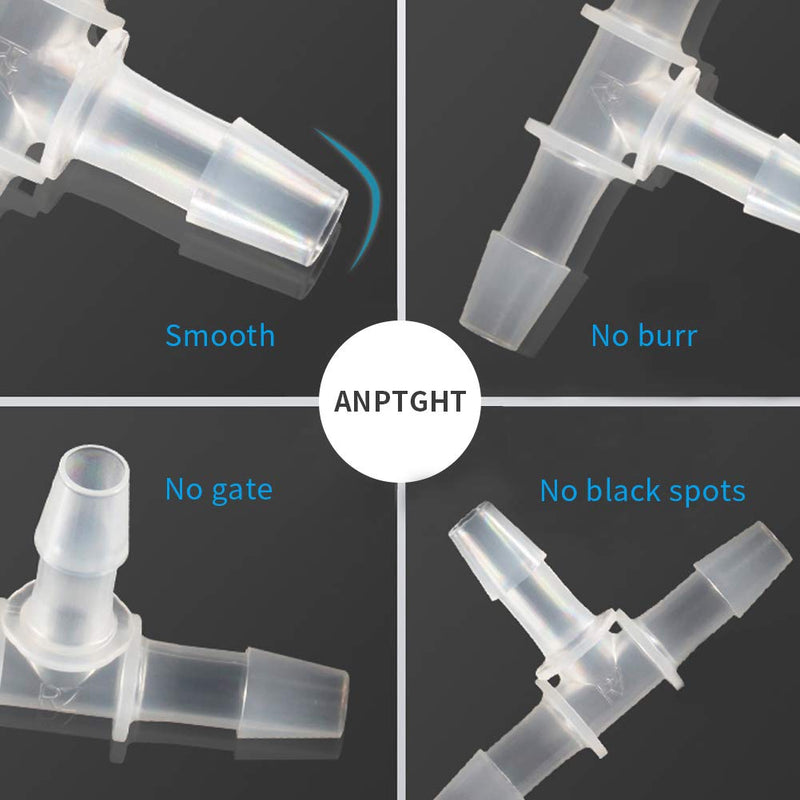 1/4" Tee Fitting Equal Barb 3 Way Hose Barb Fitting Splicer Joint Mender Adapter Union Fitting for Fuel Gas Liquid Air (Pack of 5) 1/4 inch
