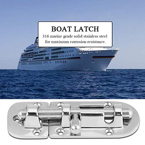 Marine Boat Door Lock, 316 Stainless Steel Slide Barrel Bolt, 110mm Corrosion Resistant Boat Window Latch, No Drilling Direct Replacement for Marine Vessel DIY Repair