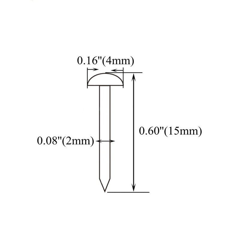 RZDEAL 100 PCS 0.08'' x 0.6'' Round Head Brass Nails for Hinges Boxes Craft Projects(DIY) 0.08'' x 0.6''