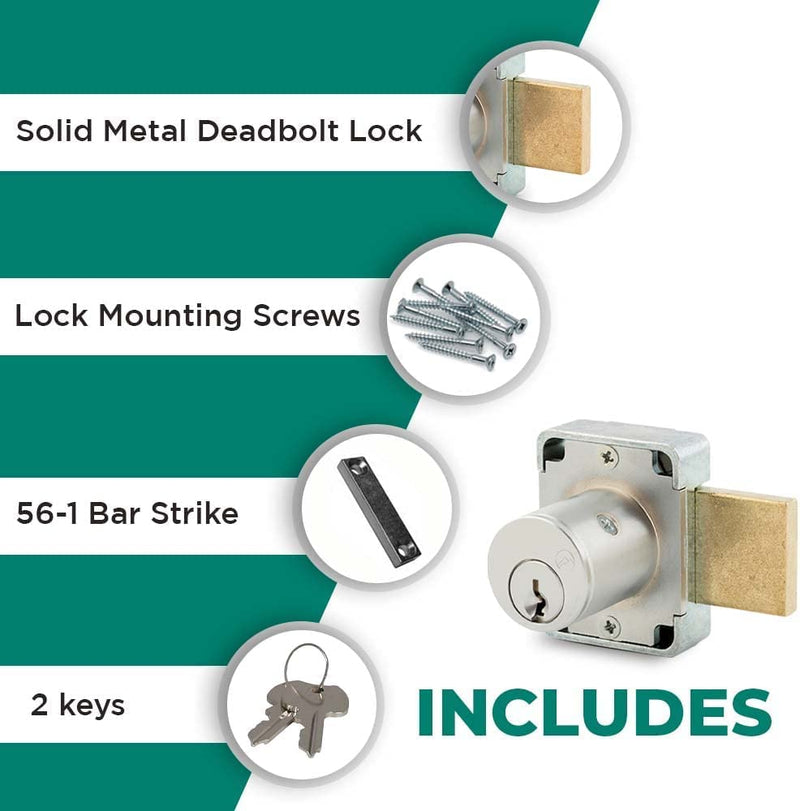 Olympus Lock 100DR Deadbolt Lock | 7/8” Chrome Key US26D | NATL KA101 Easily Rekeyable Cabinet Door Lock, Keyed Alike | Grade 1 Door Locks with Keys | Deadbolt Cabinet Locks | Cabinet Lock for Doors 15/16 barrel length Common Key "101" Satin Chrome