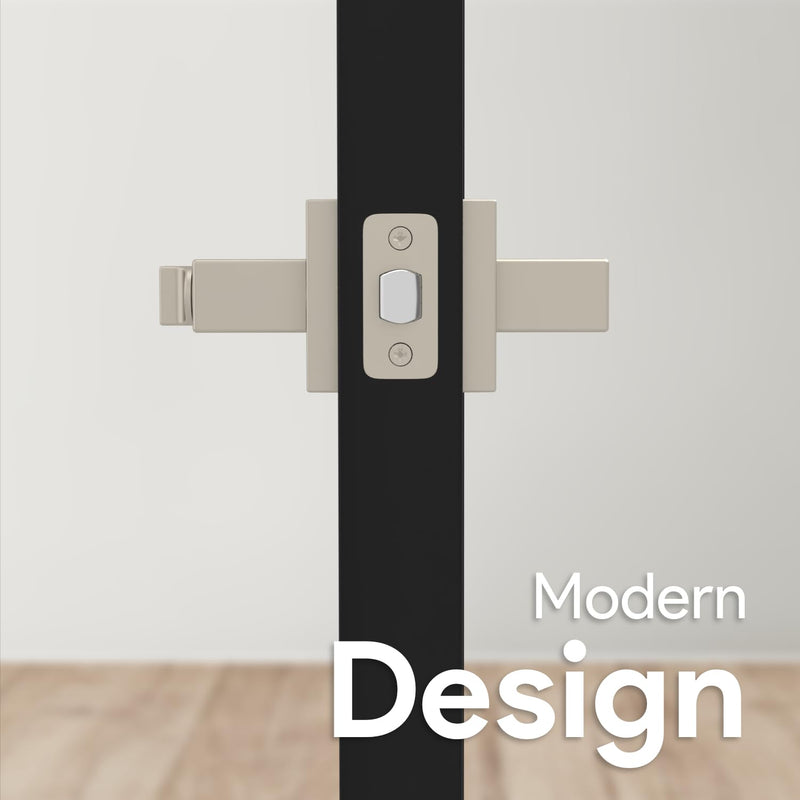 Mega Handles ROBELL Privacy Door Handle with Lock, Door Handles for Bedrooms & Bathroom, Modern Interior Door Levers with Handle Lock - Satin Nickel (1 Pack) 1 Pack