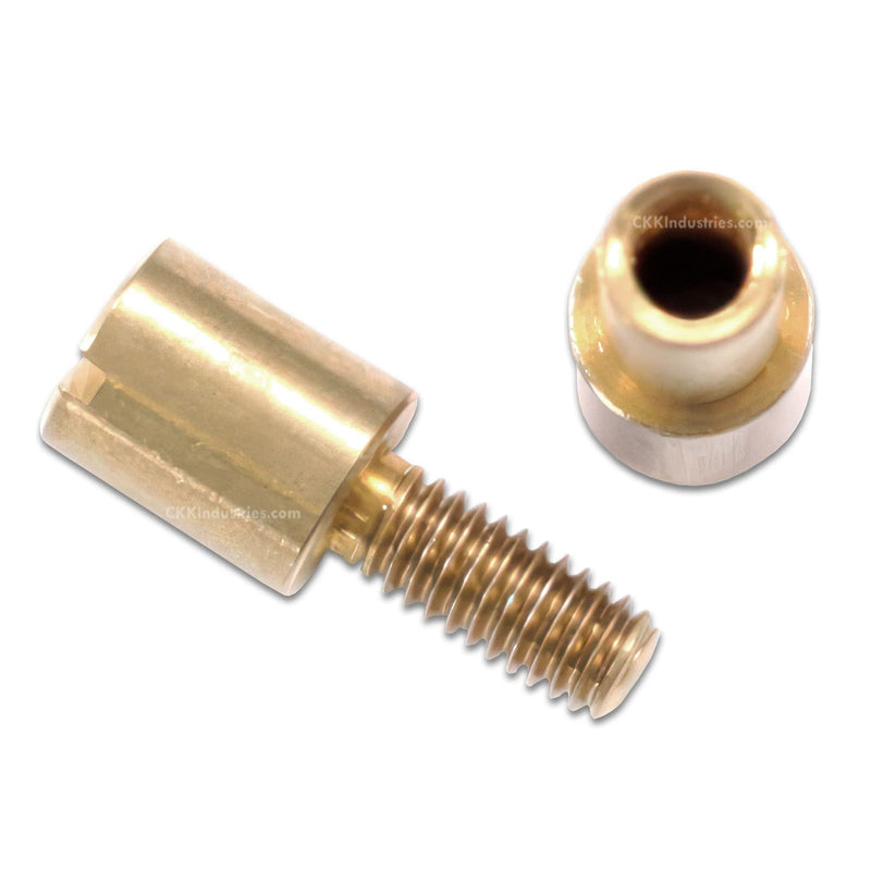 Corby Bolt Fasteners (10 Pack) with Step Drill for DIY Handles & Knife Handle Repair - USA Size (0.250 x 0.186 x 1.0 Inch) - (Brass) - for Full Tang Fixed Blades Corby Bolt (0.250 x 0.187 x 1.0 Inch) (10 Pack)(Brass) + (1)(Step Drill)