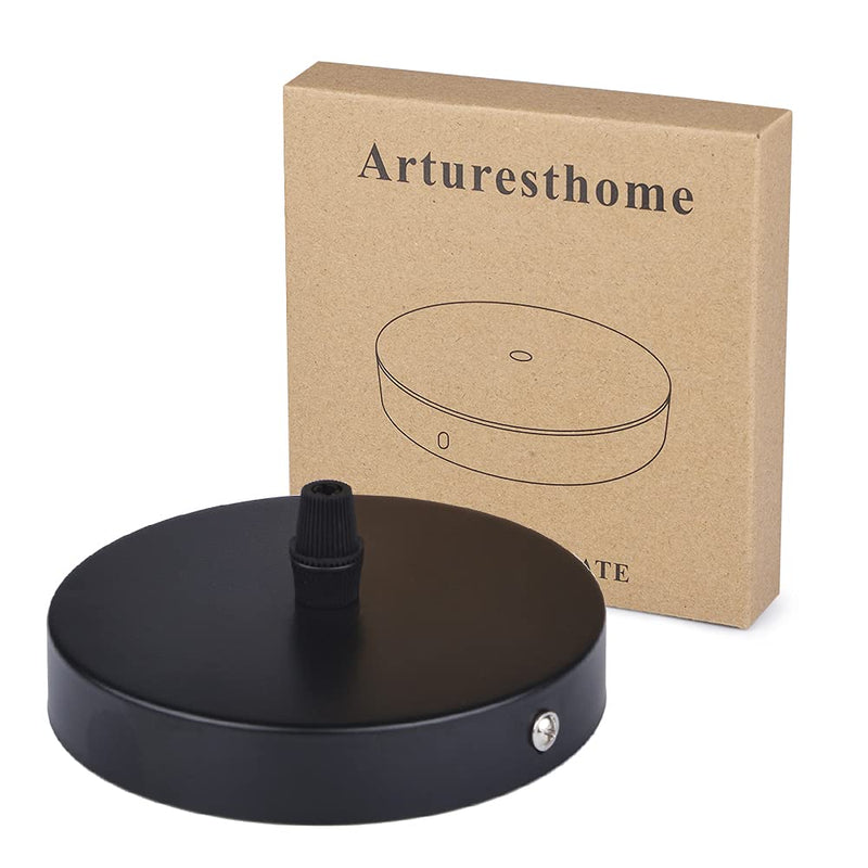 Arturesthome Modern Rewind Ceiling Canopy Kit, Single Hole Ceiling Plate for Pendant Lights or Chandelier Fixture - Black 18cm