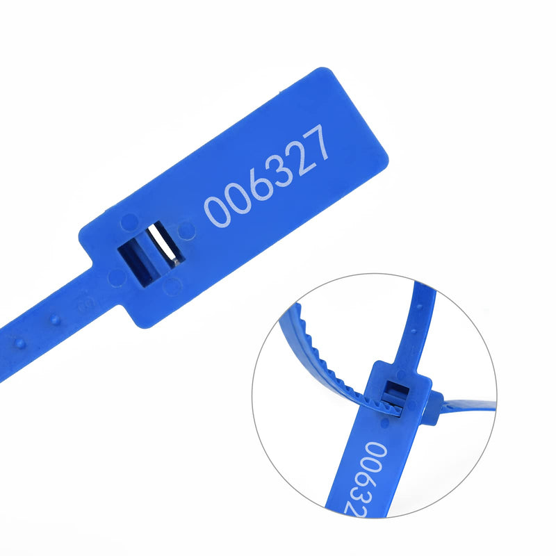 Heavy Duty Plastic Security Seals Self Locking Tamper Evident Shipping Seals Numbered Security Tags Pull Tight Securing Straps Truck Trailer Seals Length 337 mm 13.2" (Blue 100 PCS) Blue