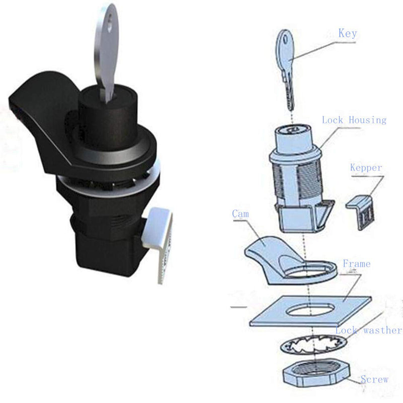 2PCS Push Button Latch Series Plastic & Metal to Close Latch with Locking for Boat Glove Box Latch