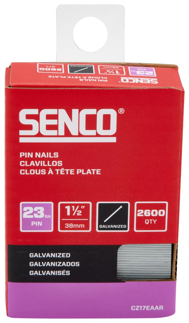 SENCO CZ17EAAR 1-1/2" 23 Gauge Pin Nails, Galvanized Finish 2,600 Count Pack