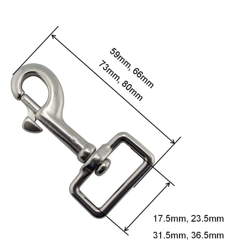 Single Ended Scuba Bolt Snap,Stainless Steel 316 Heavy Duty Single Ended Locking Swivel Snap Hook (Size:67MM, 2) Size:67MM