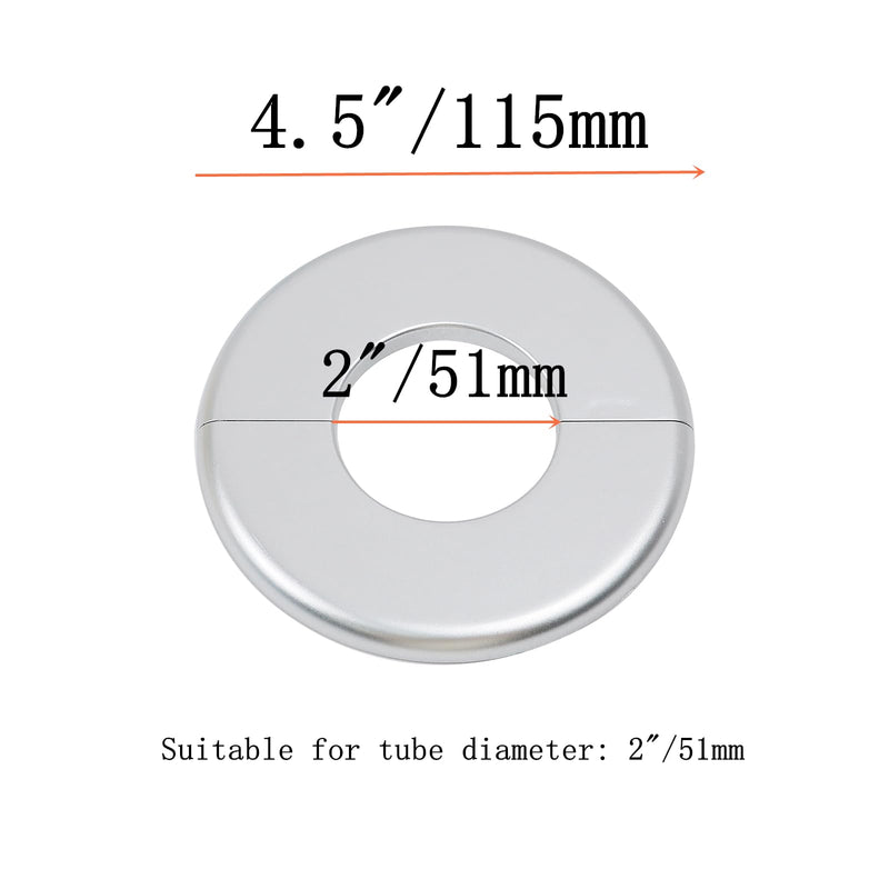 2 Pcs Wall Split Flange, ABS Round Self-Adhesive Escutcheon Plate Buckles Design for 2"/51mm,Silver Round 2"/51mm