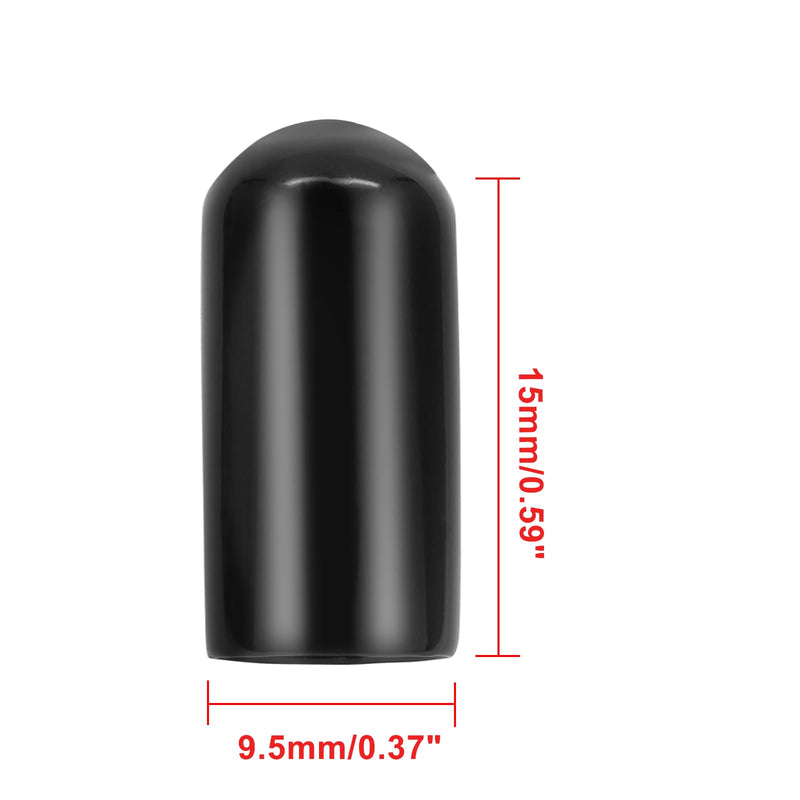120 Pcs Round Rubber End Caps, 3/8" (9.5mm) ID Vinyl Flexible Screw Thread Protectors Screw Bolt End Protectors for Metal Tubing Rod Bolt, Black 9.5mm 120 Pcs