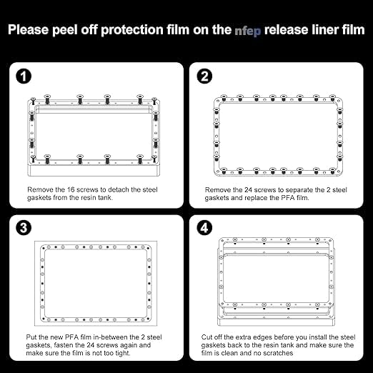 NFEP Film 5pcs A4 Size SuperDurable Toughest PFA Film for ELEGOO Saturn S, Saturn 2, Photon Mono X 6K, M3 Plus, Sonic Mighty 4K, E10, X10 9.1-10.1 inch Resin 3D Printer (290x210x0.127mm)