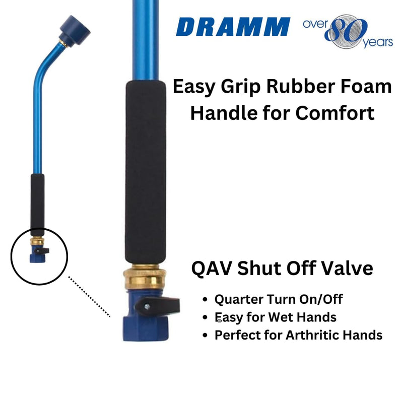Dramm Sunrise Soft Rain Watering Spray Wand – 16” Long, Green – Gentle Full-Flow Spray with Shut-Off Valve & 8” Foam Grip – Lightweight & Durable for Gardens, Hanging Baskets & Planters 16 Inches
