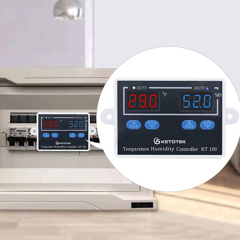 KT100 Humidity Temperature Controller 120V Thermostat Humidistat Control