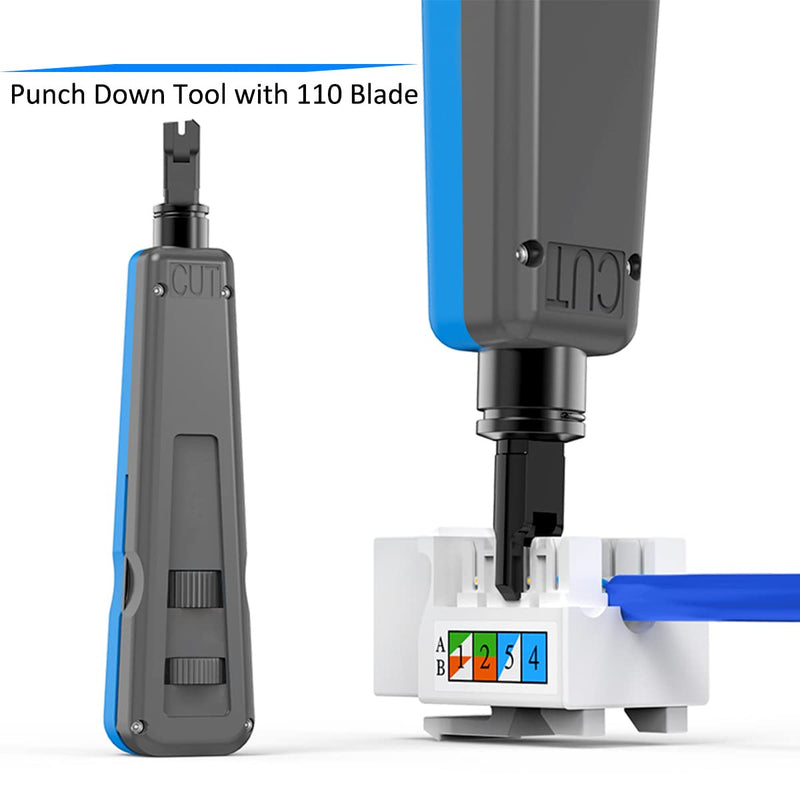 Punch Down Impact Tool with 110 and 66 Blades, Network Wire Cable Cat6/Cat5e Telephone Impact Terminal Insertion Tools