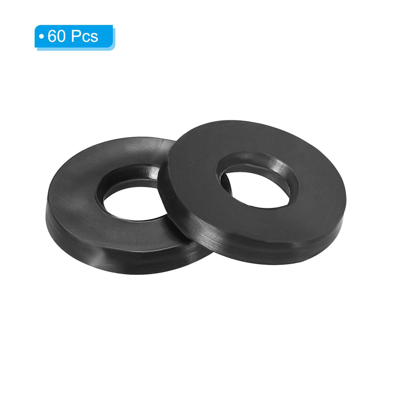 PATIKIL M5 Rubber Flat Washer, 60 Pack 5mm ID 11mm OD 1.6mm Thick Sealing Spacer Gasket Ring for Faucet Pipe Water Hose Fastener Bolt, Black 5x11x1.6mm