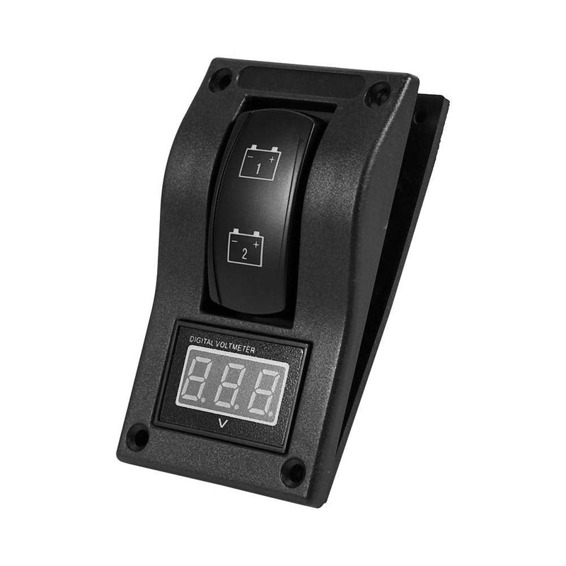 Acouto 4P ON-Off-ON Dual Battery Test Panel, 12V DC Marine Boat Voltmeter LED Dual Battery Test Panel Rocker Switch ON-Off-ON