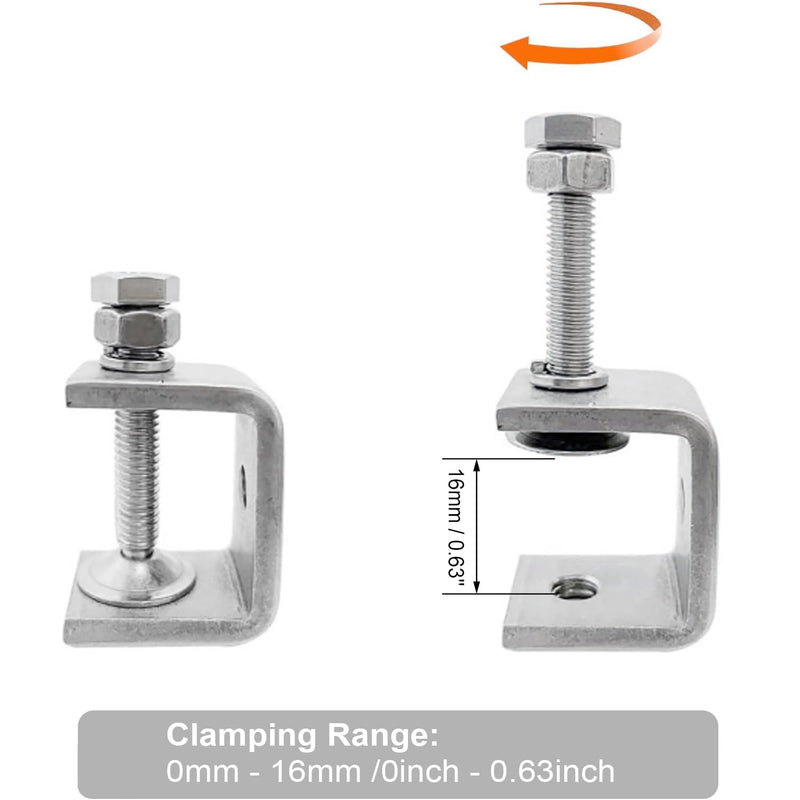 Stainless Steel C Clamps, Mini Tiger Clamp Set for Mounting, Heavy Duty Metal U Clamps, Small Desk G-Clamp with 0.79 Inch Stable Wide Jaw Opening for Metal Working Woodworking Welding Building (4pcs) 0.79 in / 20mm (4 Pcs)