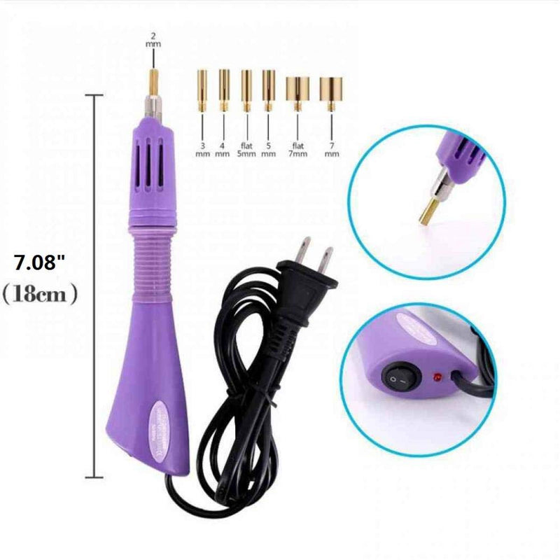 Hotfix Applicator,DIY Hot Fix Rhinestone Setter Applicator Wand Tool Kit Set with 7 Different Sizes Tips,Support Stand (Pink) pink