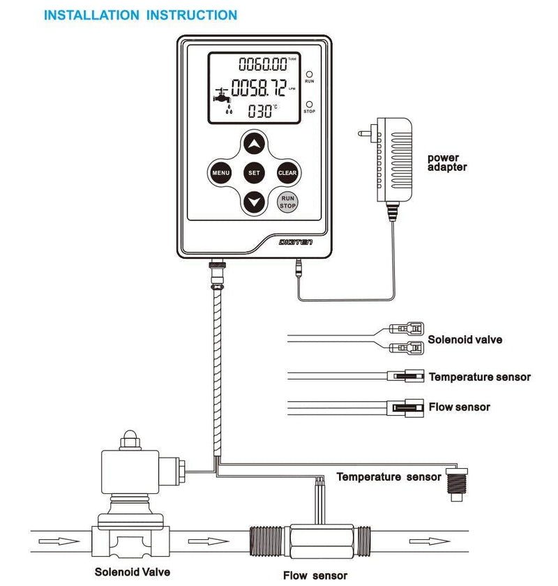 DIGITEN 3/8" Connect Hose Oil Fuel Gas Diesel Milk Water Liquid Flow Sensor Meter + Digital Display Flowmeter Quantitative Controller Counter