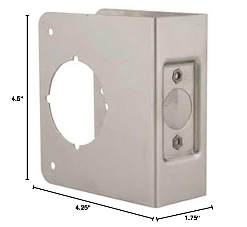 Don-Jo 81-S-CW Classic Wrap-Around Plate, 22 Gauge Stainless Steel , Satin Stainless Steel Finish, 4-1/4" x 4-1/2", For Cylindrical Door Locks