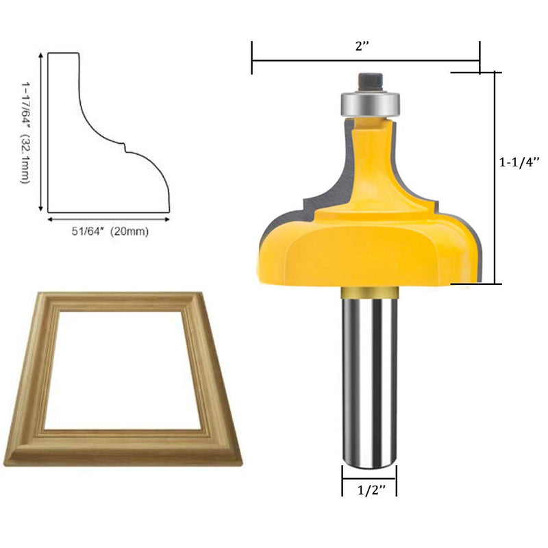 TAIWAIN Router Bit Set 1/2 Inch Shank 3 PCS, Frame Wood Milling Cutter,Rail &Stile Woodworking Miter Carbide CNC Cutting Router Bits Sets Tool for Cabinet Drawer Door Surfacing (G1-G) G1-G
