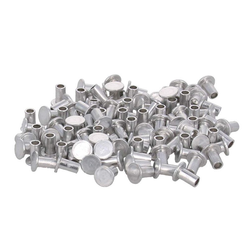 Yinpecly 3x5mm Flat Head Semi Tubular Rivets Aluminum Partial Hole Tubular Rivets for Fasten Work Pieces Silver Tone 200pcs M3x5mm 200