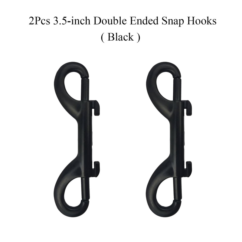 2Pcs 3.5-inch Double Ended Snap Hooks, Black Heavy Duty Double-Ended Bolt Snap Hook Double Sided Clip Zinc Alloy Metal Trigger Clip Snap Hook for Chain Latch Dog Leash Pet Feed Bucket, SATONBEYI 3.5inches-2P