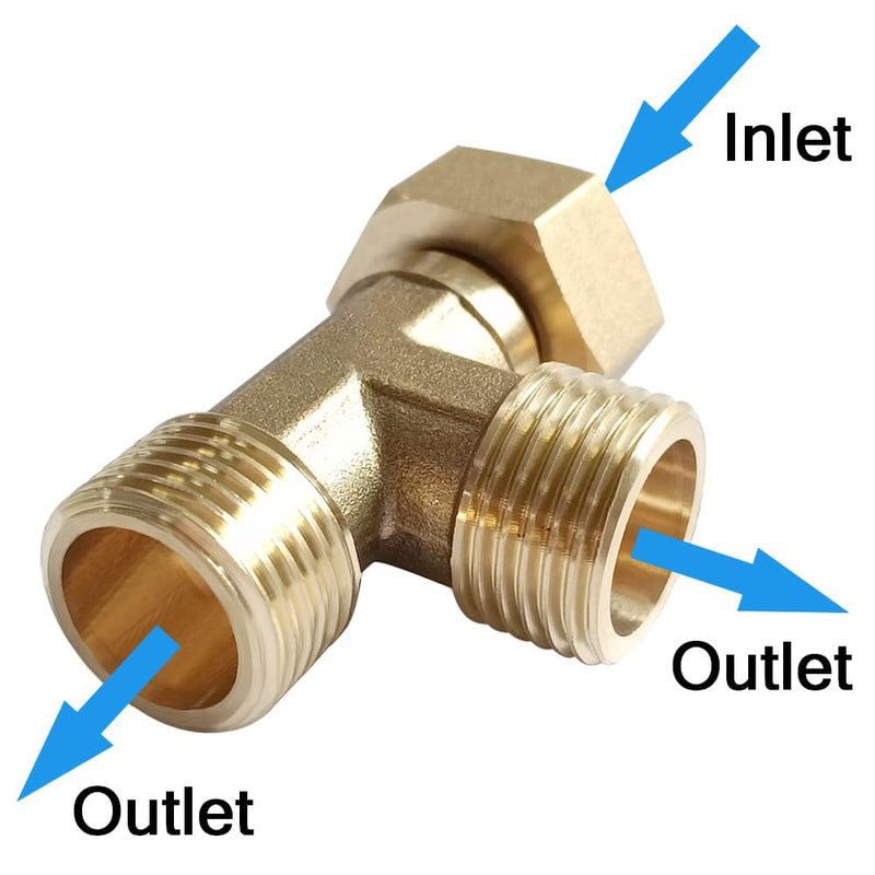 Joywayus Brass G1/2" 3 Way Diverter, Tee Shape Hose Pipr Fitting Adapter Connector, for Angle Valve Hose, Bath Shower Arm, Toilet Bidet Sprayer, Bathtub Faucet