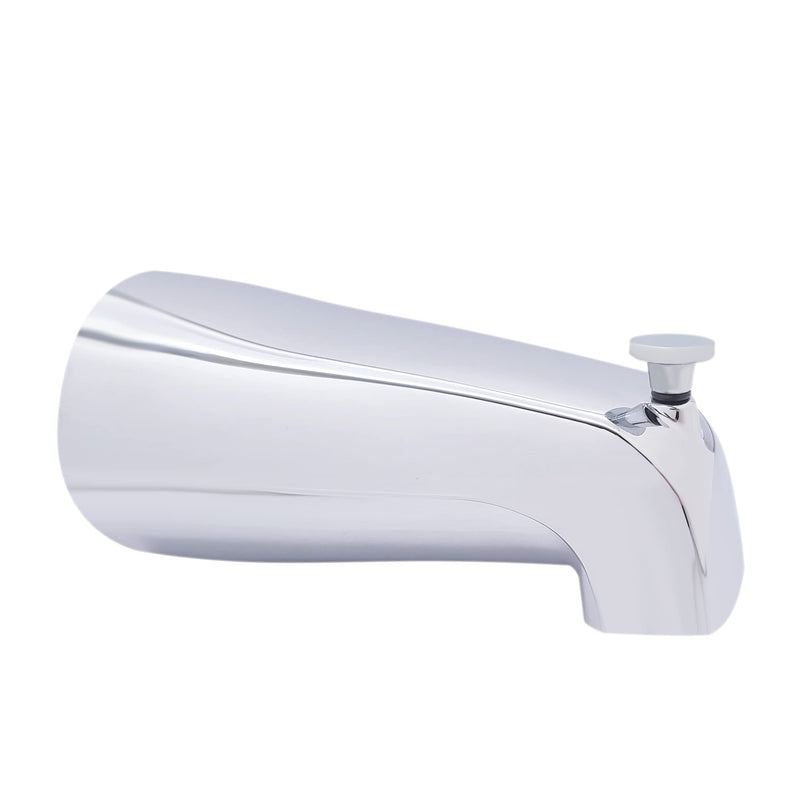 Westbrass A311-26 5-1/2" Reach Brass Wall Mount Tub Spout with Nose Diverter, Polished Chrome