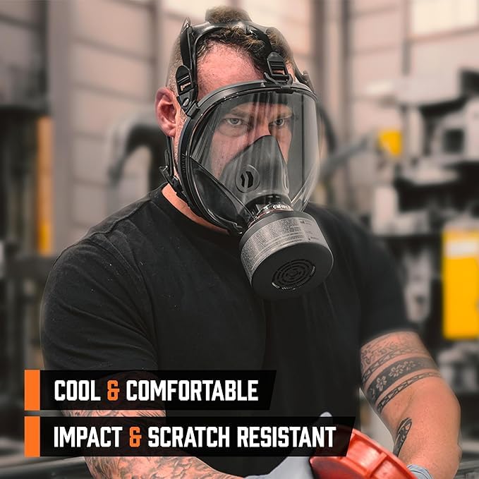 MIRA Safety CM-I01 Full-Face Industrial-Grade Gas Mask with 40mm NATO Filter Compatibility and Advanced Valve Design Cm-i01 Black
