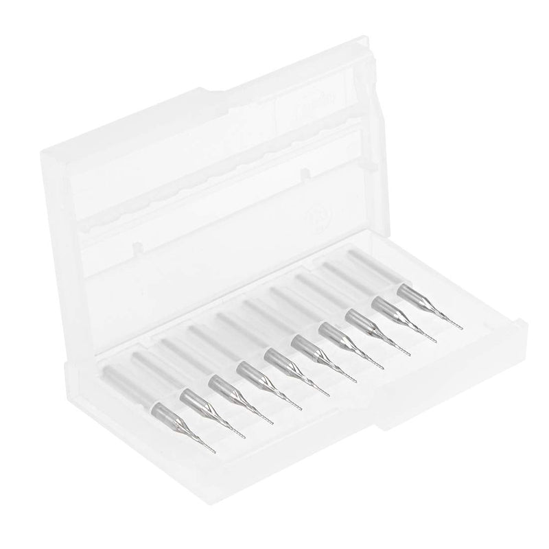 uxcell 10Pcs 0.6mm Carbide End Mill Engraving Milling Cutter CNC Router Bits for PCB Machine, 1/8" Shank 0.6x5mm