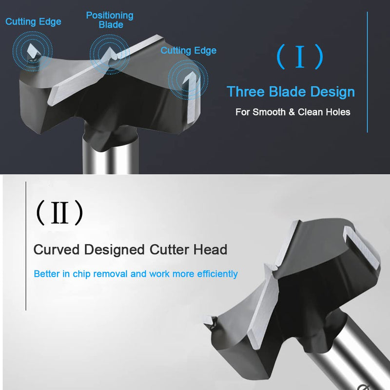 2-1/8 Inch Carbide Forstner Drill Bit, Carbide Tipped Forstner Bit for Hard Wood, Wood Drilling Bit Woodworking Hinge Cutter Tool Kits for Wood Plywood Plastic 54mm | 2-1/8''