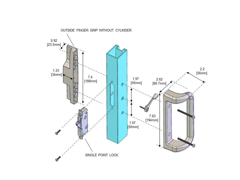 White Patio Door Handle Set with Mortise, Suitable for Replacement Doors Lock 3-15/16”Screw Hole Spacing.Choices That Add a Unique to Your Patio Glass Sliding Door. White