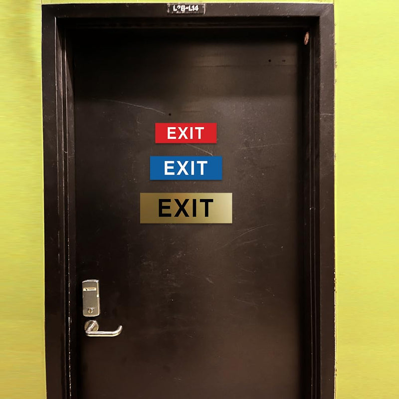 All Quality Basic Exit Wall or Door Sign - Simple & Clear To Ensure Safety | Easy to Install - Black/SIlver - Small (1 Pack) 2" x 6" - Small (1 Pack) Black / Silver