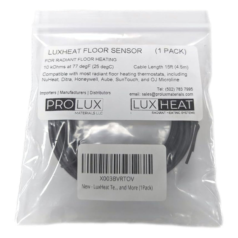 Temperature Floor Sensor for Radiant Under Floor Heating. NTC 10kohm 15ft Probe, Suitable for Most Heating Installations. Compatible with Honeywell Aube Ditra NuHeat SunTouch and More