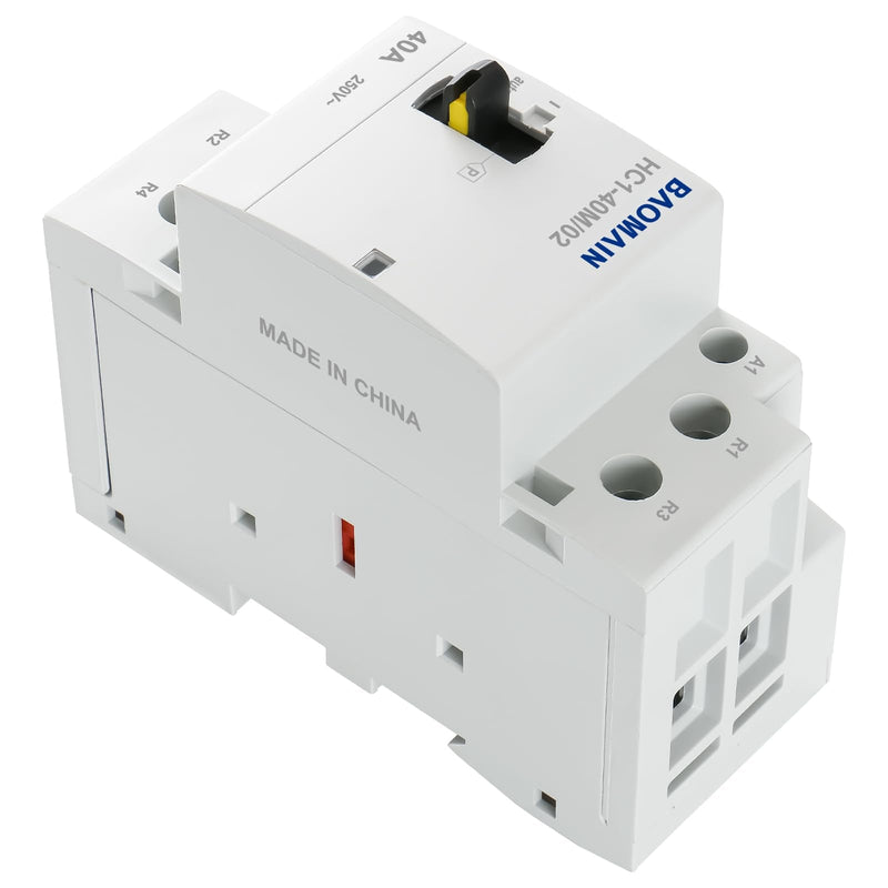 Baomain 110V AC 2-Pole Contactor, 40A 2NC Normally Closed, DIN Rail Mount - Manual & Automatic Switchable for HVAC, Motor, Pump, Lighting HC1-40M/02-110VAC 40 Amp. 110 VAC(Manual Control)