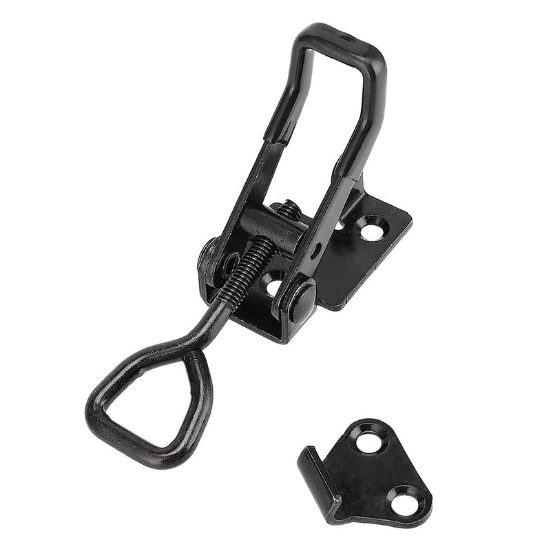 E-TING 4Pack Toggle Clamp Latch 397Lbs Holding Capacity 4002 Pull Latch Clamps Black Adjustable Quick Release Hasp Clamps for Smoker Cabinet Boxes Case Trunk Jig, Metal Toggle Latch Catch Set 4002（4pack）