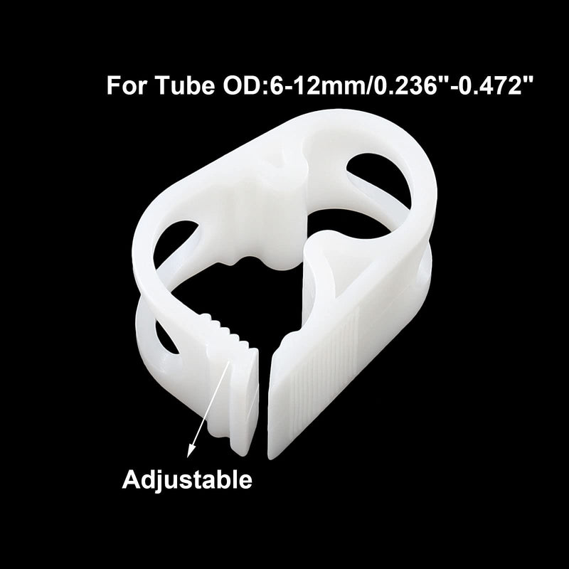 1/4" - 1/2" Plastic Tubing Clamps Adjustable Tube Clamp, Laboratory Pinch Valve Flow Control Hose Clamp - Pack of 5 White 1/4" - 1/2"