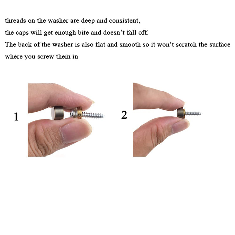 Hahiyo 10mm Diameter Mirror Screws Brushed Copper Material Solid Easy Install Brass Washer Decorative Caps Fasteners Nails Bronze 20 Pairs for Bathroom Mirrors Panels Kitchen Ceiling Arts Crafts 10mm-20sets-Bronze