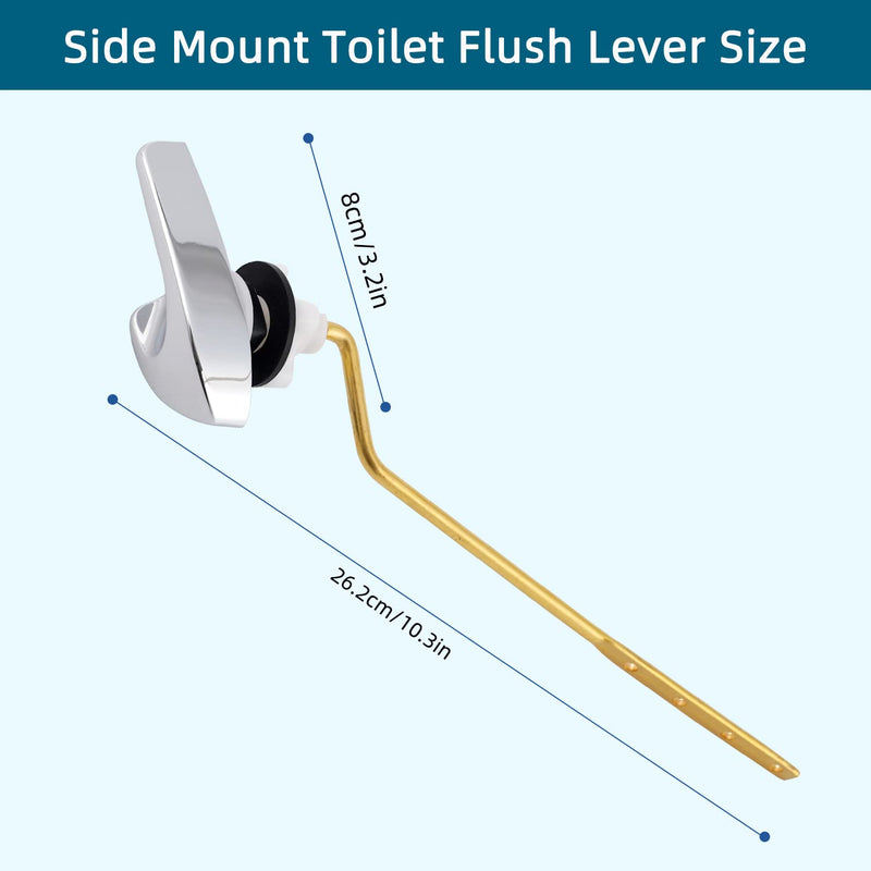 Hygie Rinse Universal Side Mount Toilet Handle Replacement Kit Compatible with Kohler K-GP30324-CP/Glacier Bay Toilet with 1pc Flapper Chain, Metal Toilet Flusher Lever, Chrome