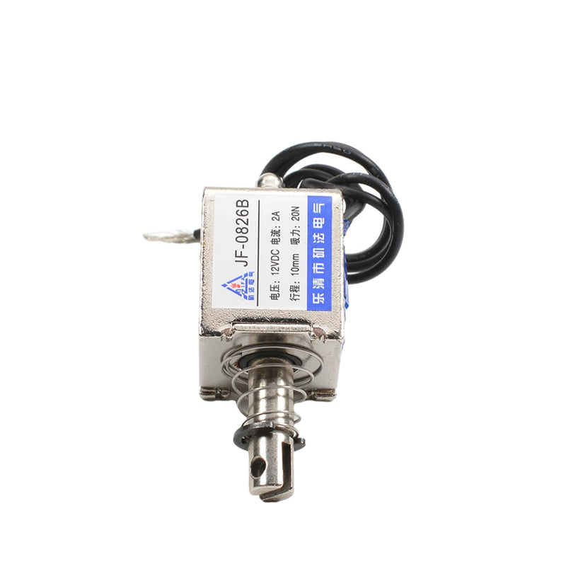 Fielect DC 12V 2A 20N 10mm Stroke Push Pull Type Solenoid Electromagnet, Open Frame Solenoid Electromagnet Linear Motion, JF-0826-12V Model: JF-0826B-12V
