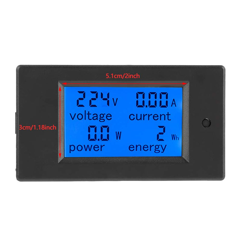 PZEM-061 Digital Power Meter, AC 80-260V 100A LCD Panel, Energy Consumption Monitor with Current, Voltage, Power Measurement, Backlight Display