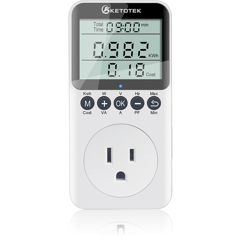 Watt Meter Power Meter Plug Electricity Usage Monitor for Home, Energy Monitor with LCD Display, Kilowatt Meter Socket Outlet, Voltage Amps Power Consumption Meter, Overload Protection US Plugs