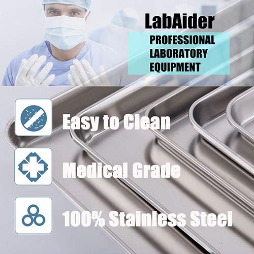 3 Pack Professional Medical Surgical Stainless Steel Dental Procedure Tray Thickening Lab Instrument Tools Trays -Flat Type (8.6" * 4.3" * 0.8", 3) 8.6" * 4.3" * 0.8"