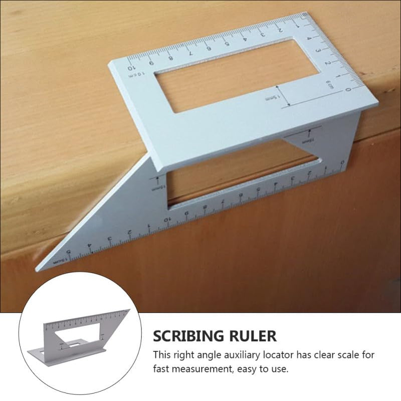 Healifty T Square Ruler Saddle Layout Square Gauge Woodworking Scribing Ruler 3D Angle 45/90 Degree Measuring Template Tool Aluminum Alloy for Carpenter T