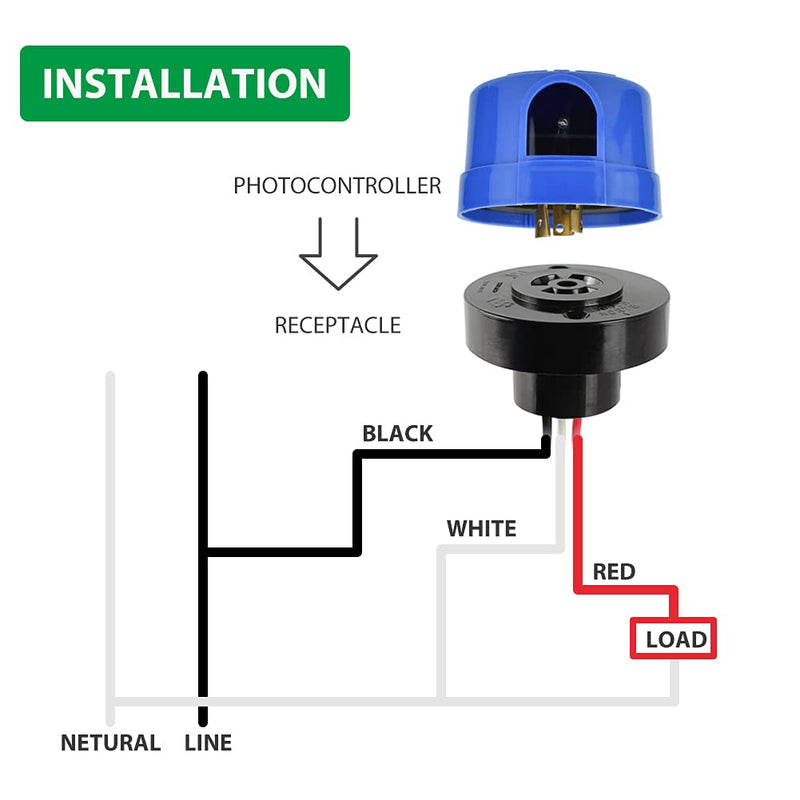 1 Pack Photocell for Outdoor Light,Auto On Off Photo Sensor Switch with Twist Lock,Dusk to Dawn Light Control for LED Street/Barn Light Parking Lot Light Area Light Blue 1 Pack